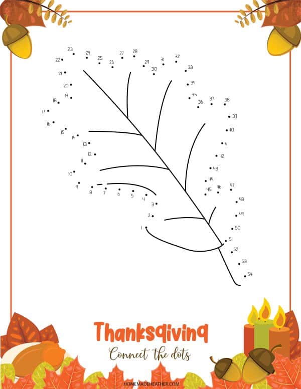 Free Thanksgiving Dot to Dot Leaf