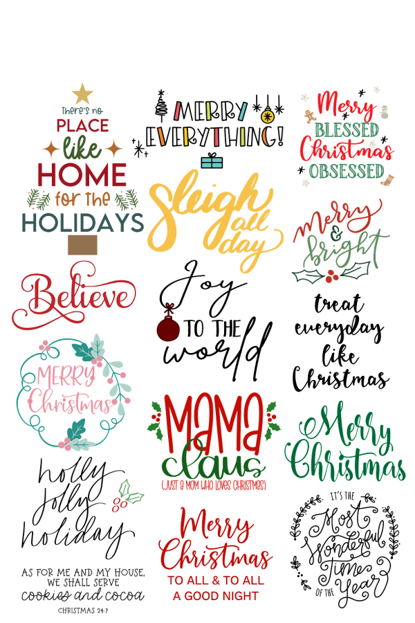 Christmas Sayings and Quotes Cut Files