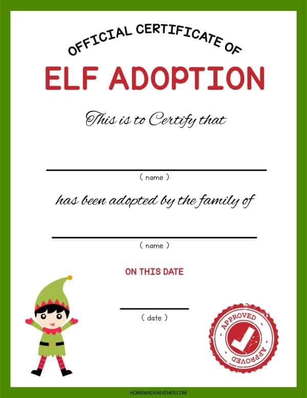 Elf Activity Printable Adoption