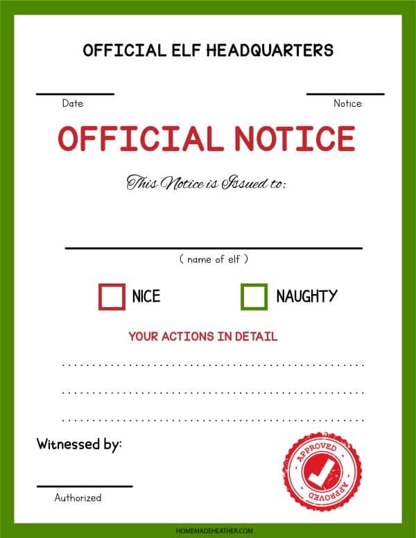 nature printable coloring page Elf Activity Printable Notice