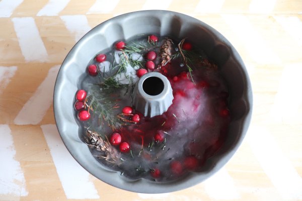 Festive bundt pan Ice wreath frozen