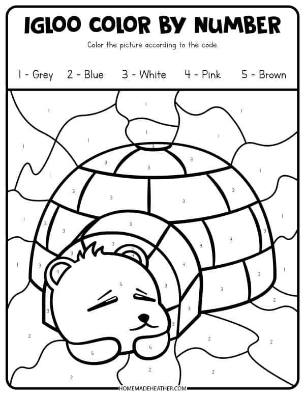 Free Winter Activity Printable Color by Number