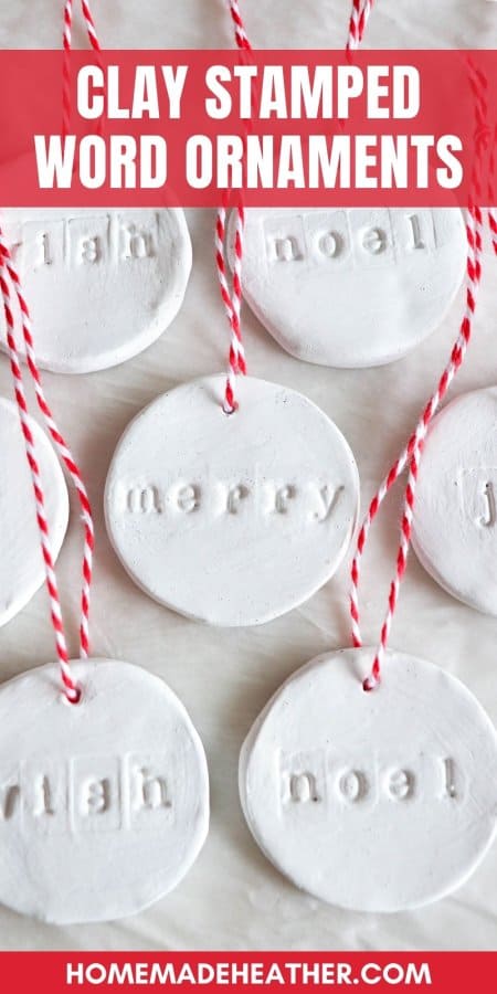 Clay Stamped Word Ornaments