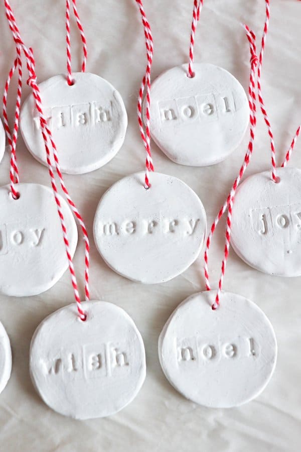 Clay Stamped Word Ornaments