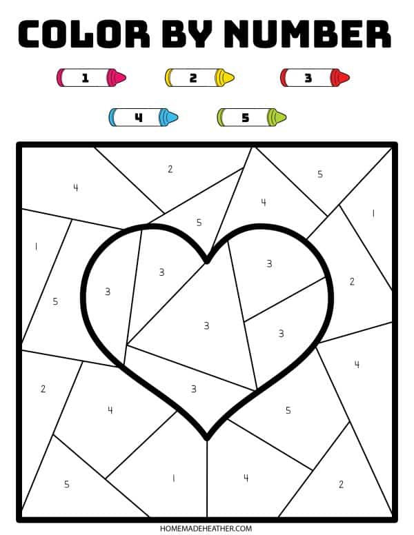 beach activity set Color by number heart Valentine printable.