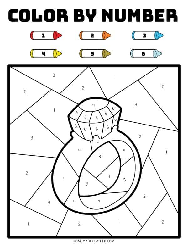 beach activity set Ring color by number Valentine printable.