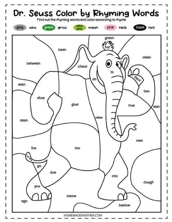 Horton Rhyming Coloring Page