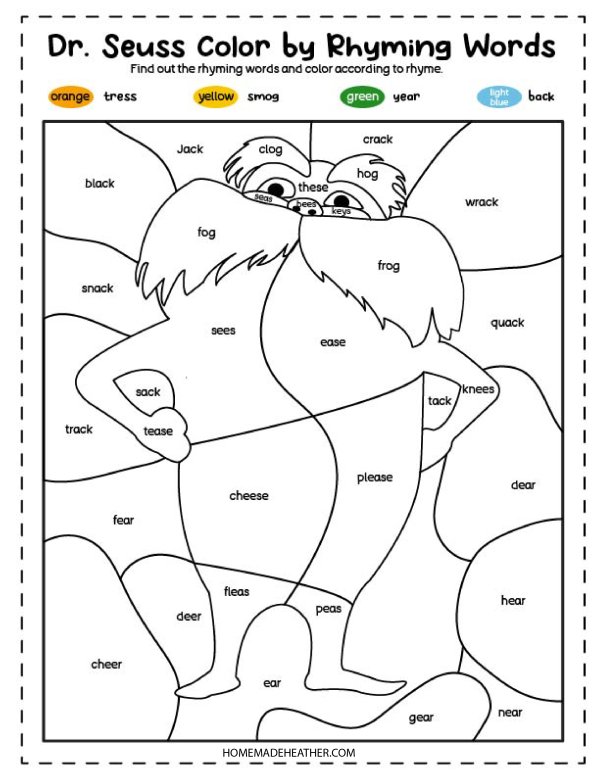 Lorax Rhyming Coloring Page
