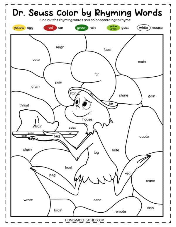Dr Seuss Rhyming Coloring Pages