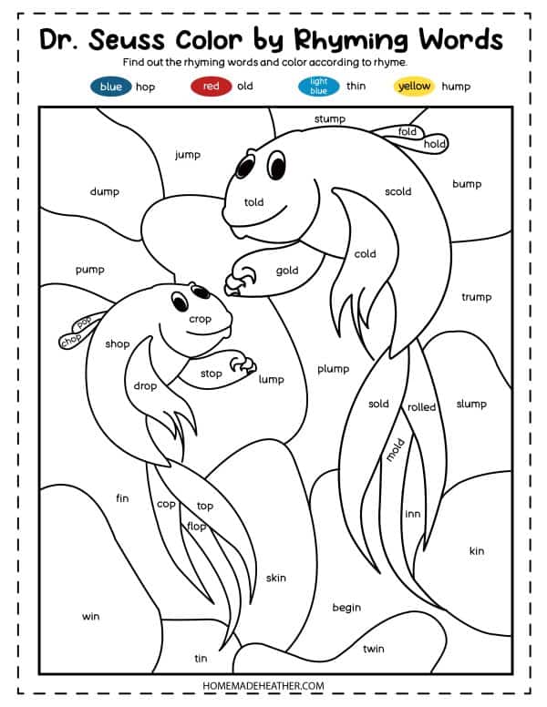 Dr Seuss Rhyming Coloring Pages