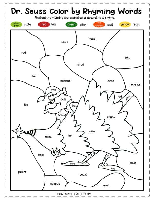 Grinch Rhyming Coloring Page