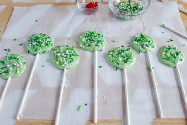 Chocolate Grinch Pops Process