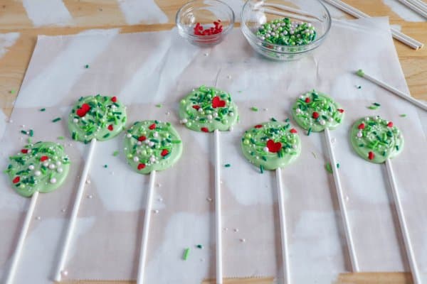 Chocolate Grinch Pops Process