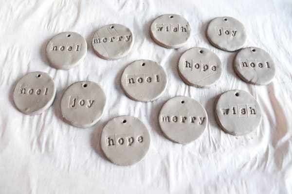 Clay Stamped Word Ornament Process