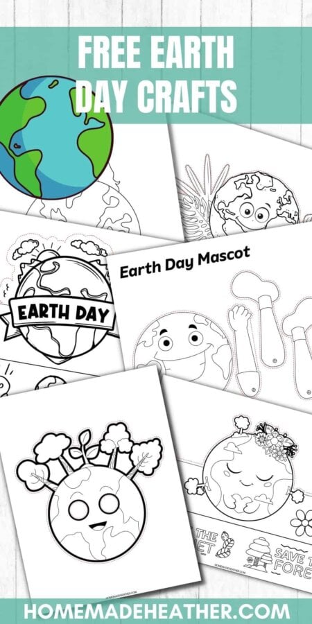 Free Printable Earth Day Crafts with text overlay.