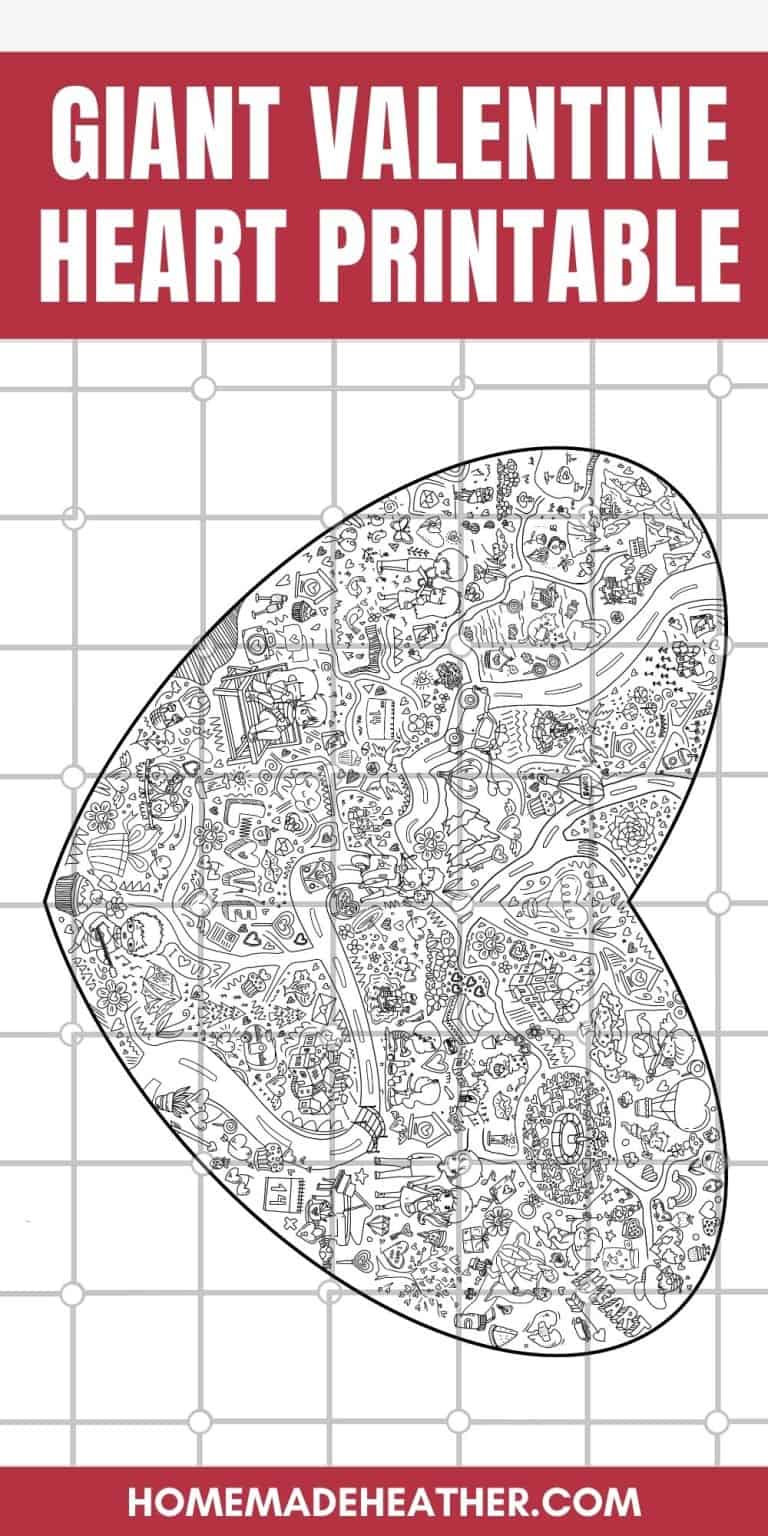 Giant Valentine Heart Printable Coloring Page