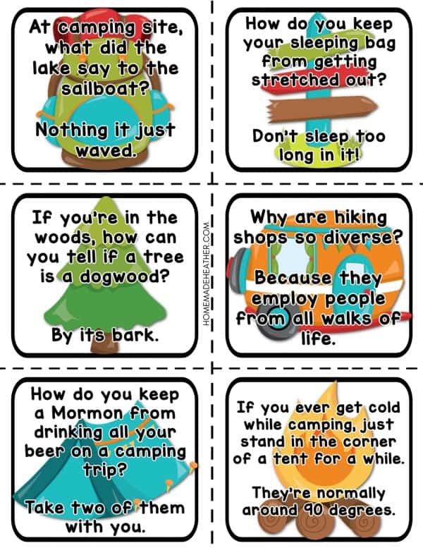 Camping joke free printables.