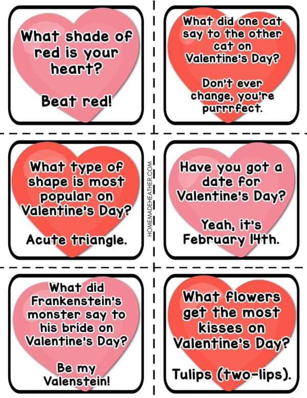 Free Valentines Day joke printables.