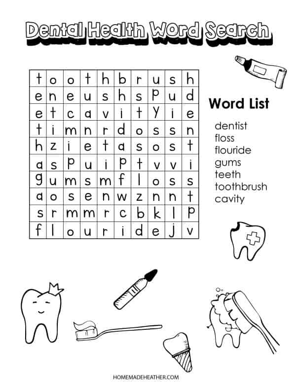 Free dental health activity printables » homemade heather
