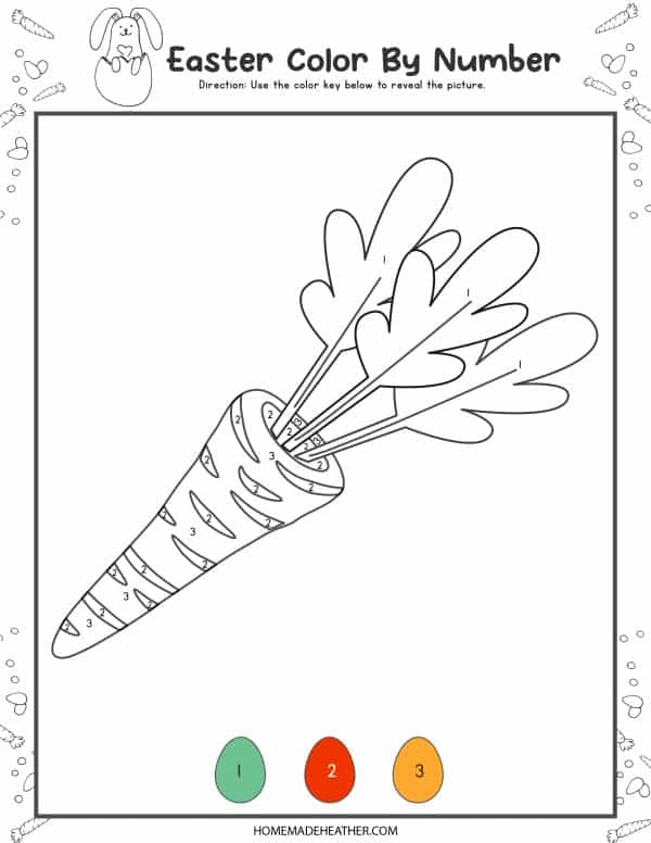 Carrot outline with numbers to color in.