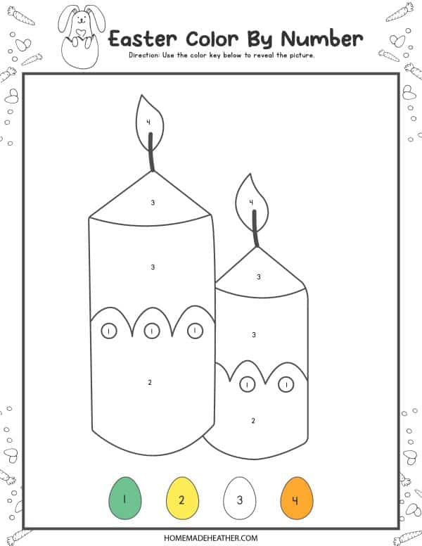 Easter candle outline with number to color in.