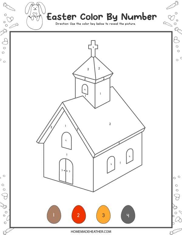Church outline with numbers to color in.