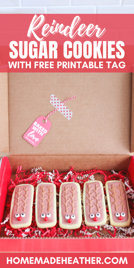 Reindeer Sugar Cookies with Printable Gift Tag