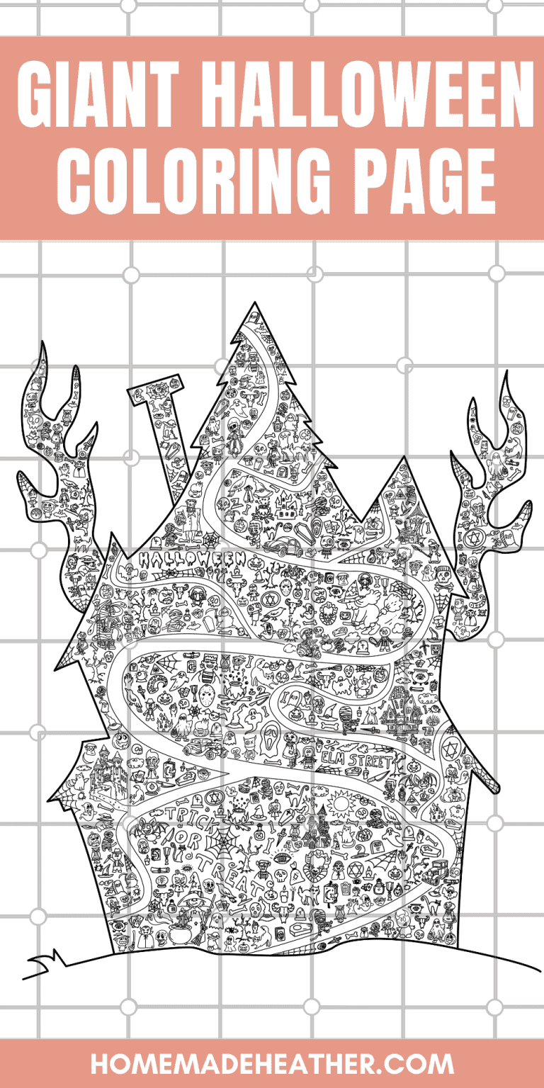 Giant Halloween Haunted House Printable Coloring Page