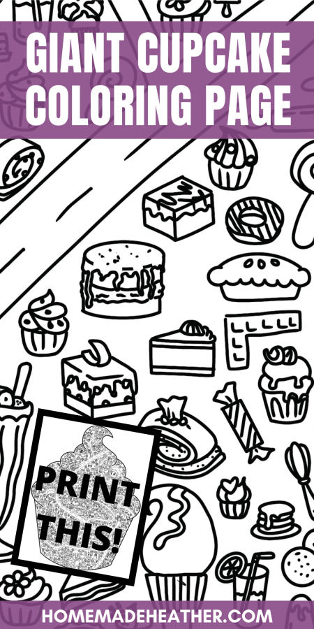 Giant Birthday Cupcake Coloring Page