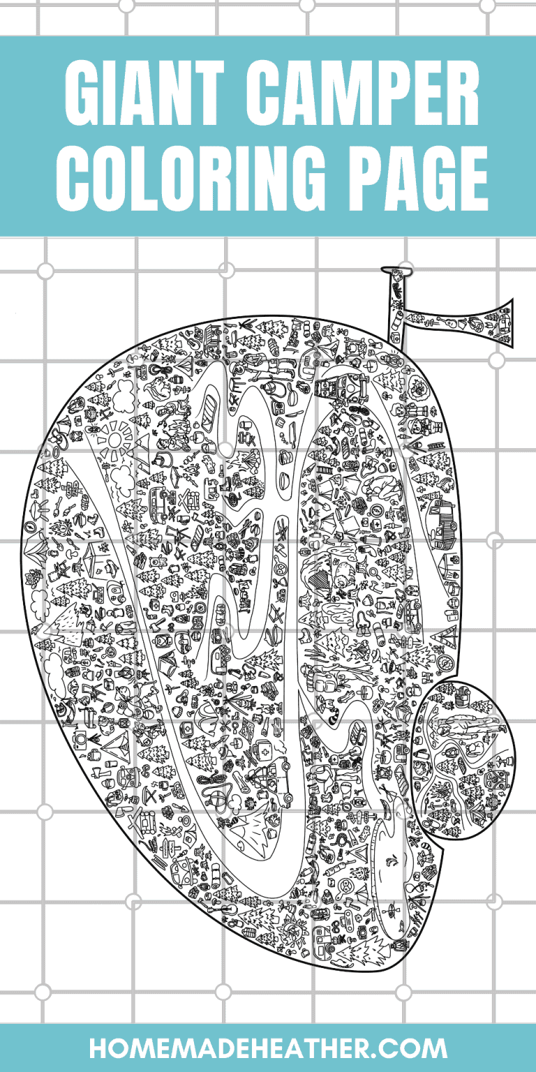 Giant Camping Printable Coloring Page