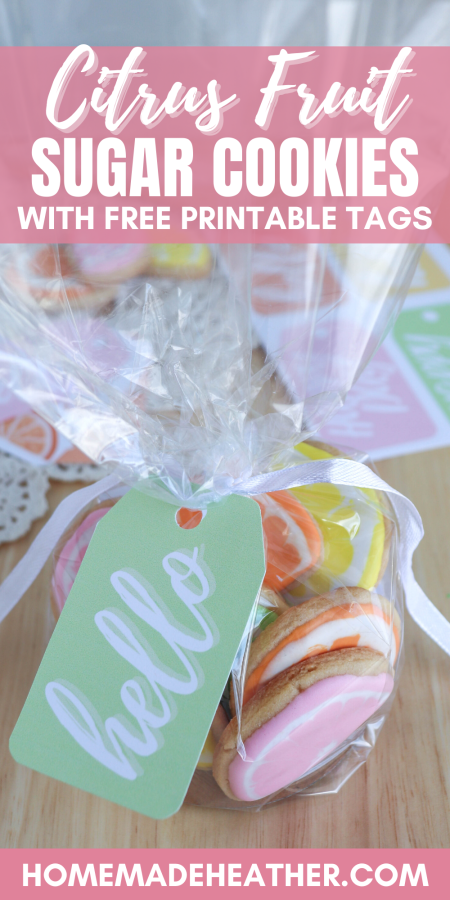 Citrus Fruit Sugar Cookies with Printable Gift Tag