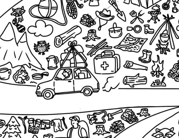Giant Camping Coloring Page