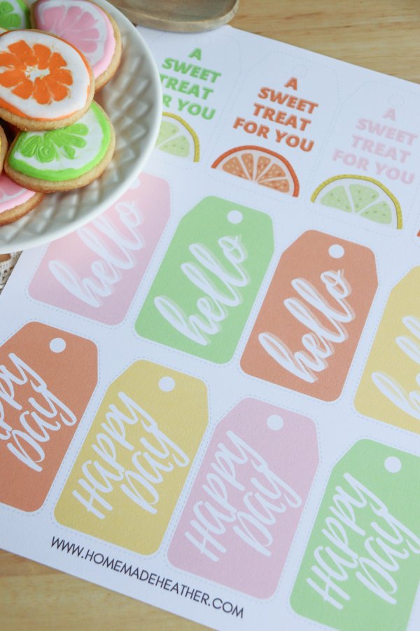 Citrus Fruit Sugar Cookies with Printable Gift Tags