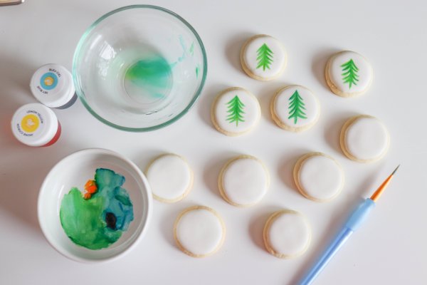 Watercolor Tree Sugar Cookie Process