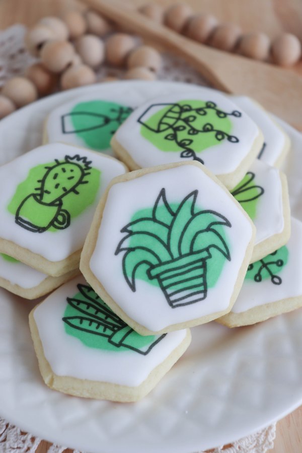 House Plant Sugar Cookies with Printable Gift Tag