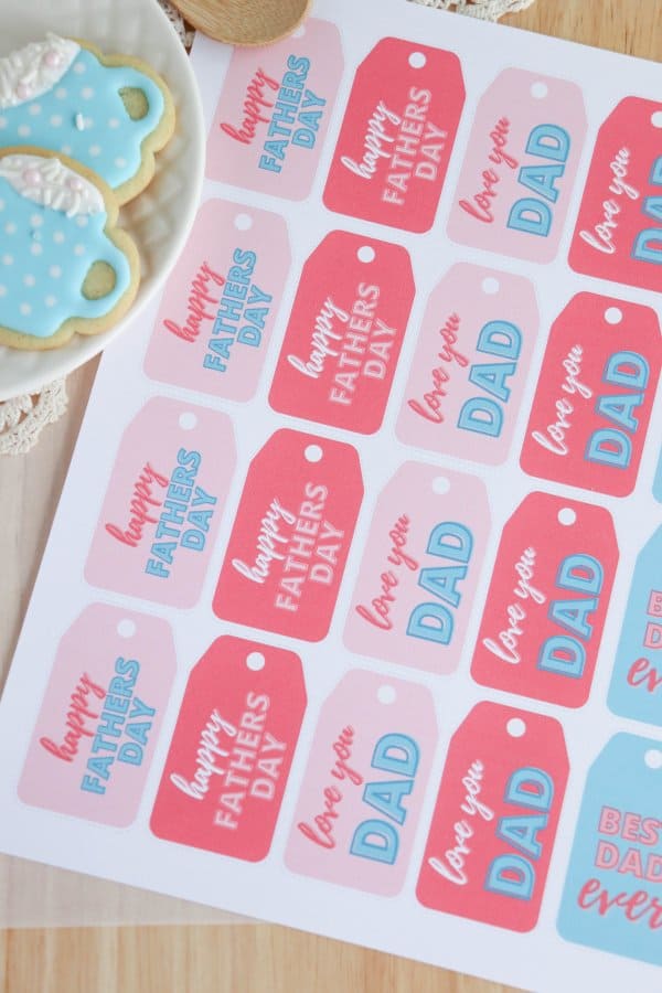 Fathers Day Sugar Cookies with Printable Gift Tags
