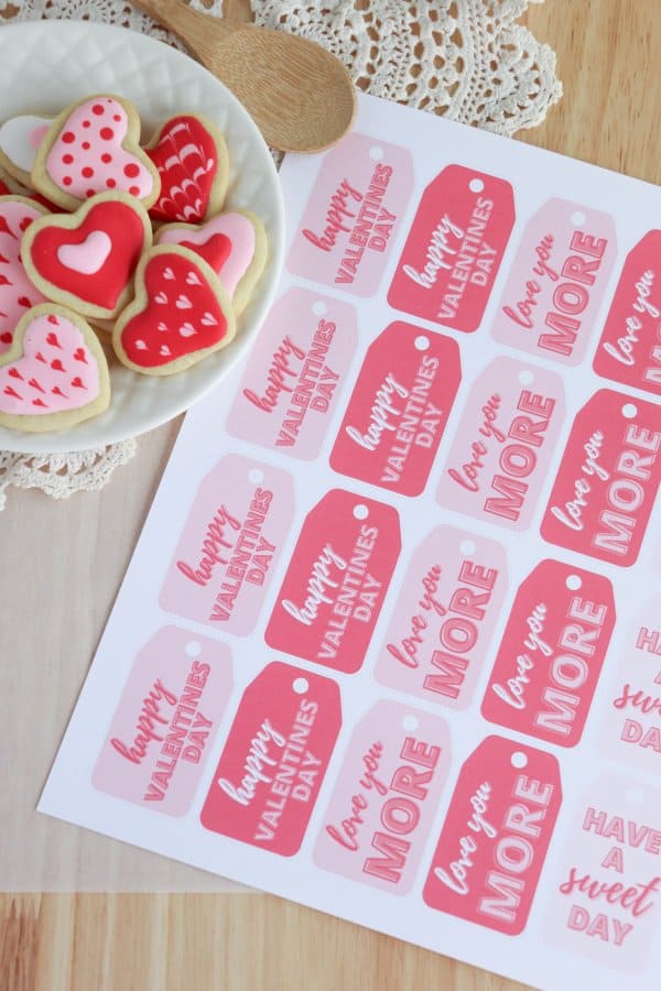 Sugar Cookie Hearts with Printable Valentine Tag