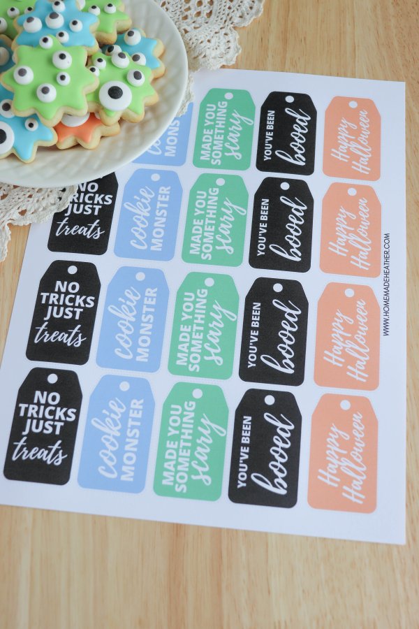 Monster Sugar Cookies with Printable Gift Tags