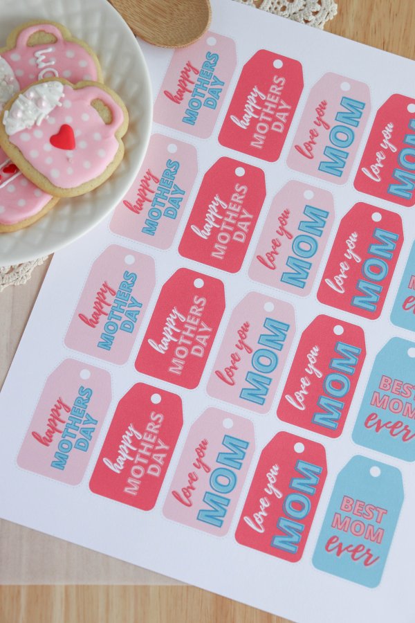 Mothers Day Sugar Cookies with Printable Gift Tag