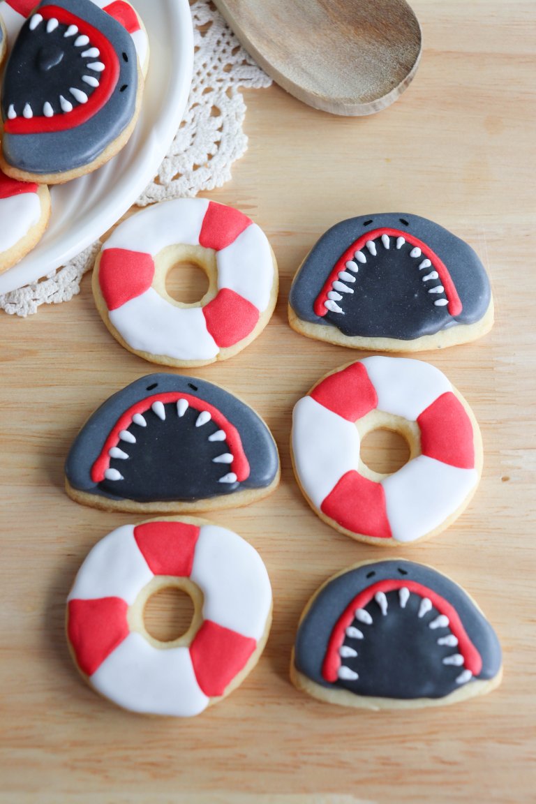 Shark Sugar Cookies with Printable Gift Tags