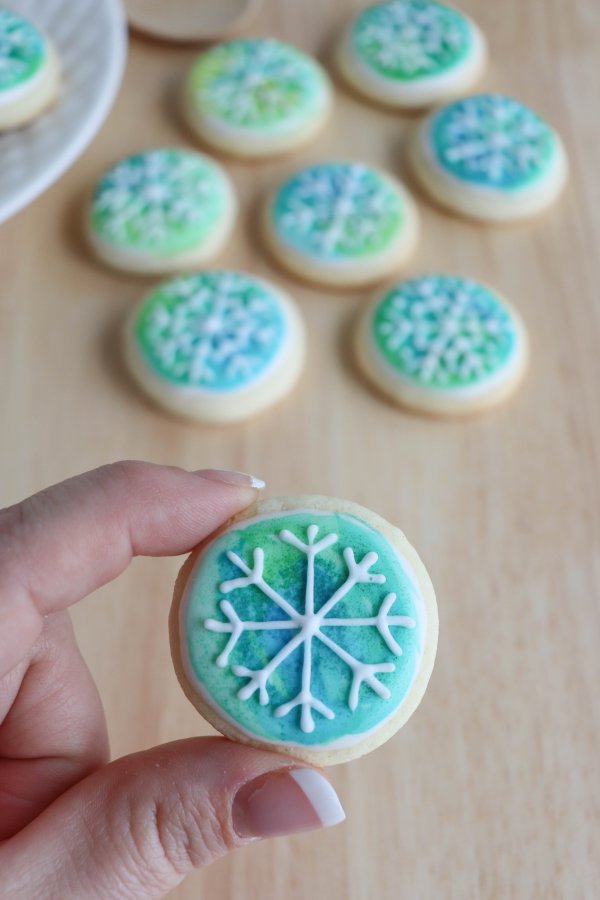 Watercolor Snowflake Sugar Cookies