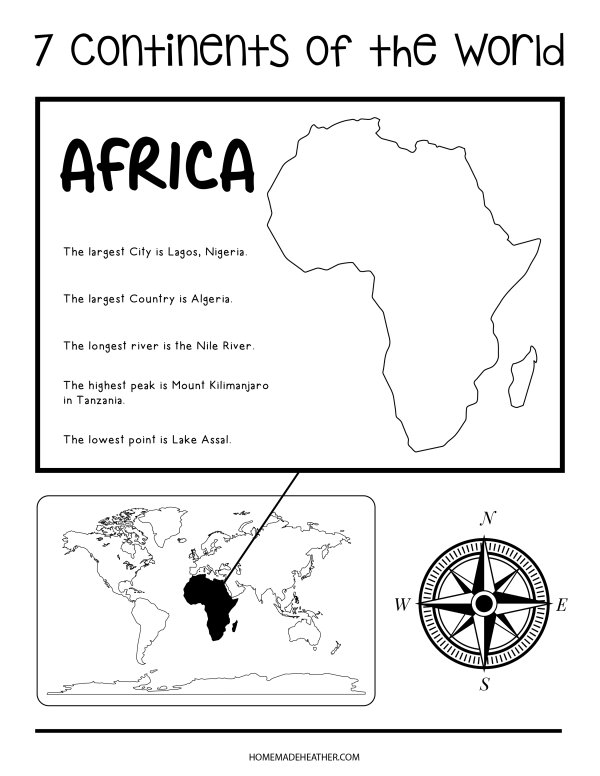 Africa Seven Continent Printable