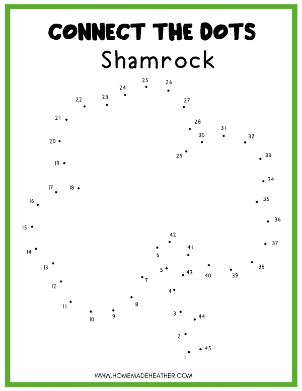 Free Shamrock Dot to Dot Printables