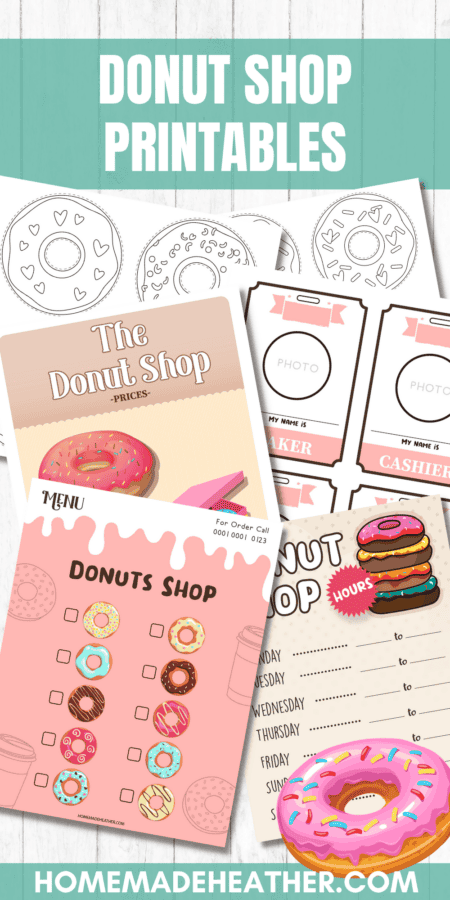 camping activity printables Printables for a pretend play donut shop.