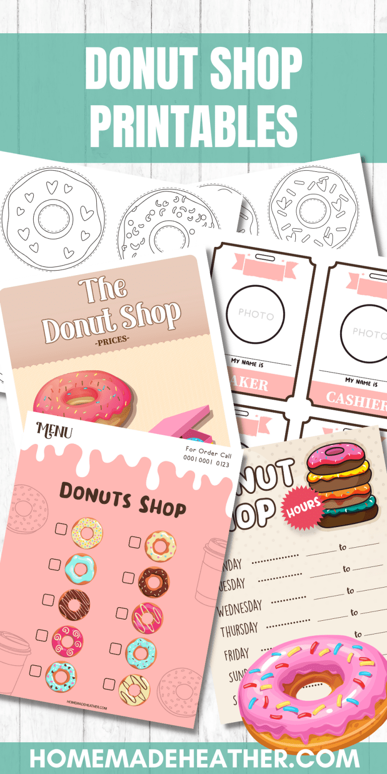 Donut Shop Pretend Play Printables