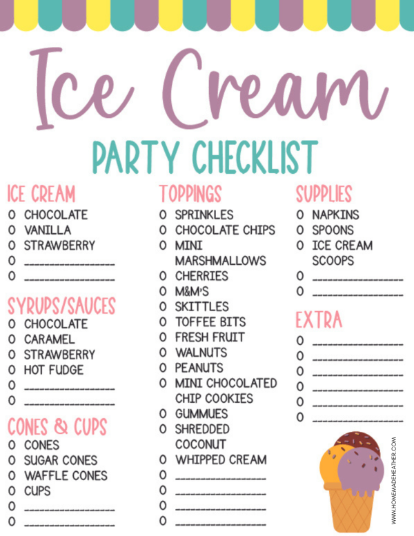 Free Ice Cream Party Checklist
