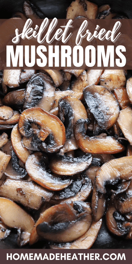 skillet philly cheesesteak recipe Close up of sliced white mushrooms fried in a cast iron skillet.