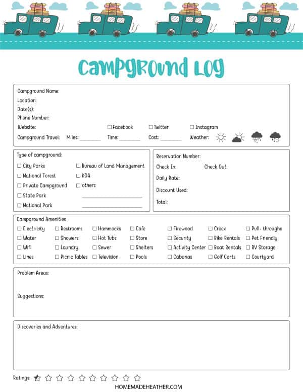 Free Camping Planner Printables