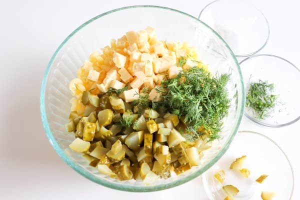 The Best Dill Pickle Pasta Salad Process