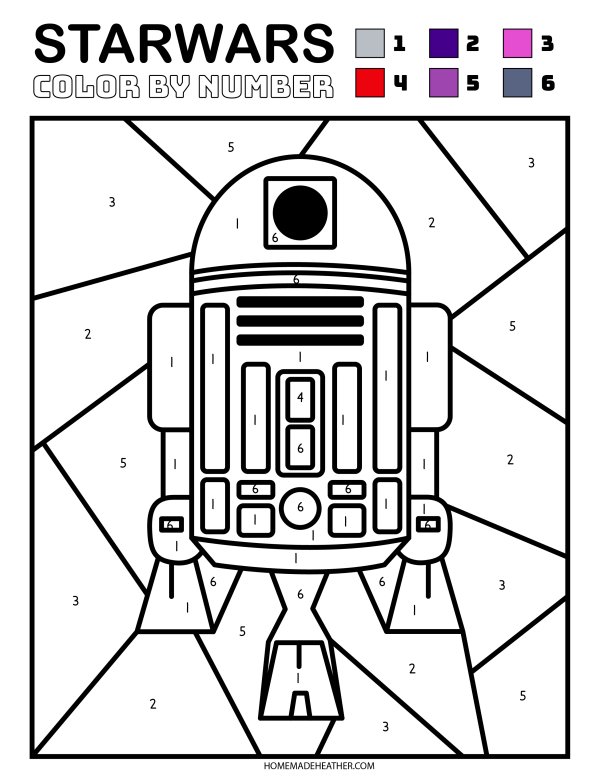R2D2 Color By Number Printable
